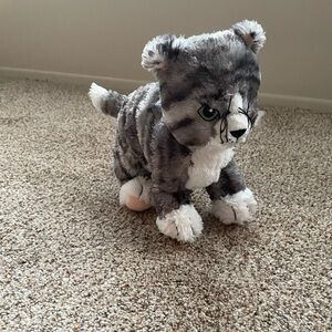 Tabby Cat Plush IKEA LILLEPLUTT Gray White Striped Tuxedo Kitty Stuffed Animal